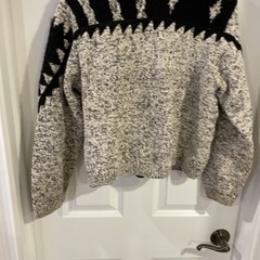 Vintage Cardigan Sandy Starkman Black Gray 70’s – 90’s Wearable Art Patchwork