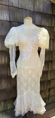 Vtg Lorrie Kabala Wedding Dress Ivory Victorian Lace Chiffon 12 M