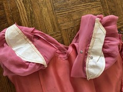 1930s 40s Rayon Crepe Dress Ruched Knot Bodice Floral Bias Skirt Talon Zip AS-IS