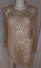 Dress Barn Coachella Crochet Asymmetrical Flare Sleeve KnitDress Grandmacore 2XL