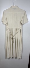 Vintage 80s/90s Karin Stevens Petite Floral Embroidered Midi Shirt Dress Cream