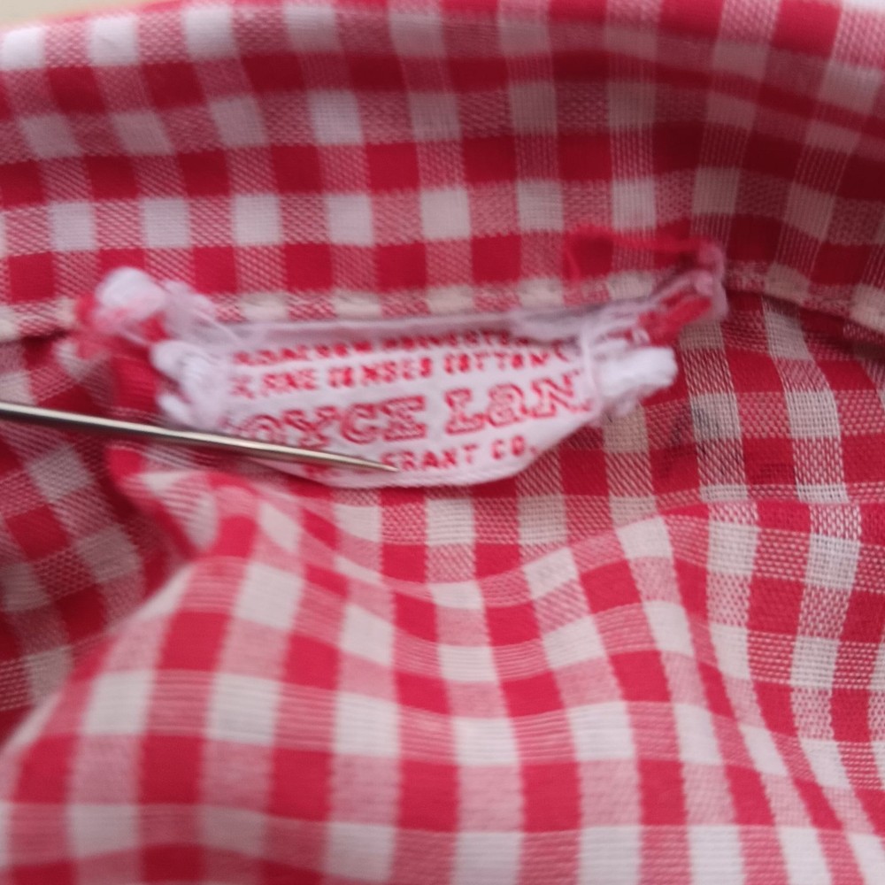 True Vintage Farm Chore Top Medium Red White Gingham 1960’s Joyce Lane USA