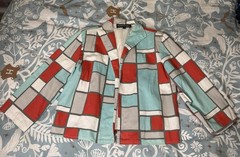 VTG 90s Painted Pony Colorblock Red White Blue USA Light Cotton Jacket Women Med