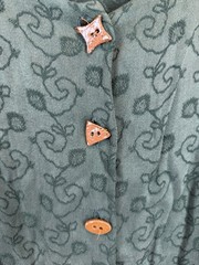 Vintage J. Jill Women’s Hunter Green Wood Buttoned Cardigan Floral Vine S Folk