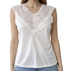 Vanity Fair Vintage White Lace Trim Sleeveless Top Camisole 17-152 Womens Medium