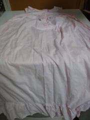 Vintage Honors Intimates Pink Cotton w Lace Embroidery Ruffle Long Nightgown M