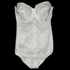 VTG Glamorise Body Shaper Girdle 36D White Strapless Underwire Crotch Hook Lace