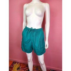 Vintage 1980’s 1990’s Teal Walking Shorts Elastic Waist and Pockets by Tri Sport