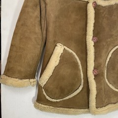 Vintage Sheepskin Shearling Wool Coat Womens Size In Photos Button Up Jacket