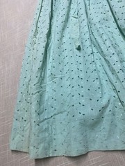 Vintage Dress 1950s Eyelet Midi Sundress Teal Blue Retro Sleeveless Button Up