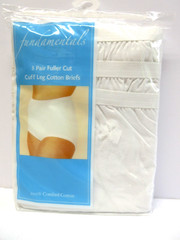 SEARS Fundamentals 3-Pack Fuller Cut Cuff Leg Cotton Briefs Panties White Sz 10