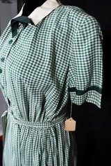 Vintage Deadstock 1930’S Green Plaid Cotton Maternity Dress Size 6+ With Tag