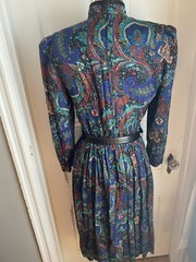 LESLIE FAY PETITE COLLECTION VINTAGE MULTICOLOR DRESS, ATTACHED JACKET-SIZE10P!