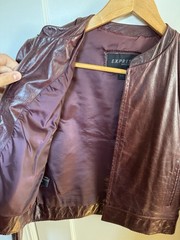 Vintage Express Burgundy Red Maroon Oxblood Leather Spring Fall Jacket Small 3/4