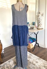 Vintage 1990s FLAPPER Blue KOKOON Lady Bug Pouch POCKET Dress Maxi M Jumper USA