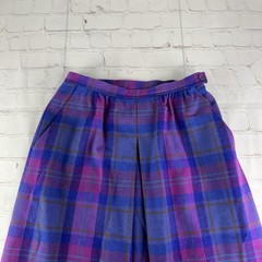 Vintage Pendleton Purple Plaid 100% Virgin Wool Made in USA Midi Skirt Size 10