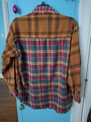 Y2K Bonjour Cotton Flannel BOHO Distressed Country Plaid Women’s Sz Med Shirt