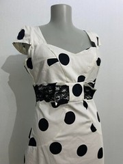 Vintage dotted midi dress polka dot dress with lace at the waist.