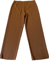 Vtg 70s Marlis Woman Knit Straight Pants 2X Brown Rayon Blend Pull On Athleisure