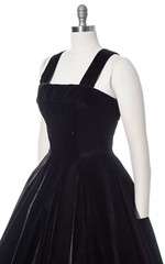 Vintage 1950s 50s SUZY PERETTE Black Velvet Dress Holiday Party Formal Gown