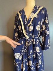VTG 1940s Textron Novelty Print House Dress Robe, Xl