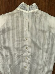 VTG 80s Gunne Sax Jessica San Francisco Ivory Lace High Neck Prairie Dress SMALL