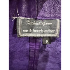 VTG Michael Hoban North Beach Leather Purple Ruched Halter Dress ’80’s Womens S