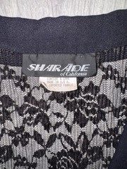Shair-Aide of California Black Lace Sheer Button Front Shirt 12 Polyester Rayon