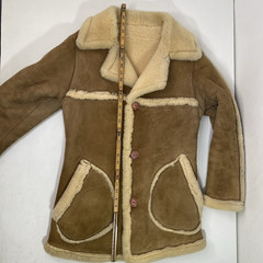 Vintage Sheepskin Shearling Wool Coat Womens Size In Photos Button Up Jacket