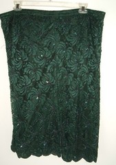 Vtg Skirt LAURENCE KAZAR NY Green Beaded XL Holiday Costume Evening wear Repair
