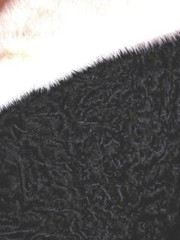 Vintage 50s Karakul Lamb Swing Coat w/ White Mink Trim Kaufmann’s Jet Black Sz M