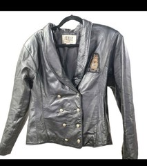 Vintage 80s Firenze Santa Barbara Women’s Black Leather Jacket Military Style