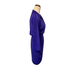Vintage Thierry Mugler Iconic 90s Purple V Neck Wrap Mini Dress Size 7A XS