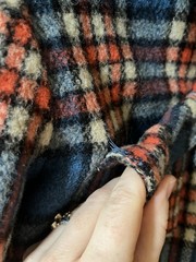 VTG 1960s Handmade WOOL Plaid Shacket Button Up Flannel Expert Seamstress XS-S