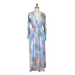 Vintage 1970s Mr. Blackwell Pastel Dress | Vintage 1970s Slit Cocktail Dress