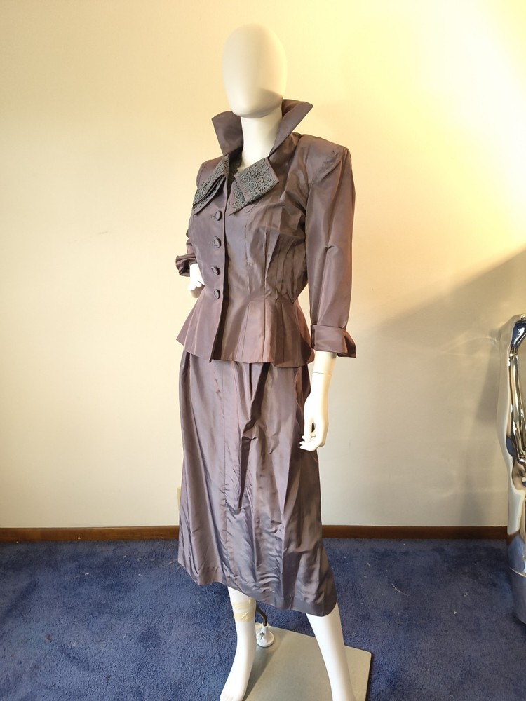 Vintage 50’s Parness Feinstein 2pc Purple Sharkskin Taffeta Cocktail Dress