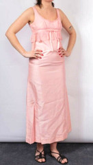 JEAN VARON pink column lace silk prom maxi dress VTG Size 12 Empire line 1960’s