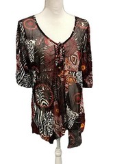 Y2K Animal Print Beaded Top Vintage Sheer NO SIZE TAG* RETRO