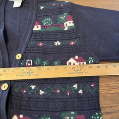 Vtg 90s Northern Reflections Knit Embroidered Country Cardigan L Navy Button Up