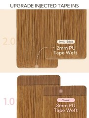 HOTBANANA Invisi Edge Tape in Hair Extensions Human Hair, 14inch 50g 20pcs Aubur