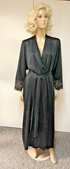 Vintage J Peterman silk Charmeuse Lace Cuffs Dressing Gown Dress Robe Bust 36-40
