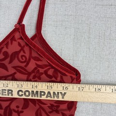 Y2K Crushed Red Velvet Babydoll Cami Burnout Vintage Lingerie S M L Vampy Vixen