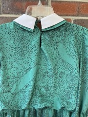 Vintage Liz Petites Inc Babydoll Green Dress Peter-pan Collar Bow Pollyanna 10