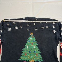 VTG 90s Ugly Christmas Sweater Candy Cane Button Cardigan Size L Santa Xmas Tree