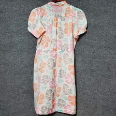 Vintage Floral Dress Half Button Front Short Sleeve Midi Cottagecore Barn Chore