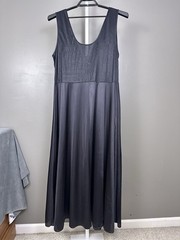Vintage Plus Size Black Nylon Nightgown Full Sweep Silky Loungewear 2X 3X?