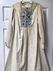 Antique Ethnic Handmade Linen Blend Long Dress Embroidered Caftan Folk Unique