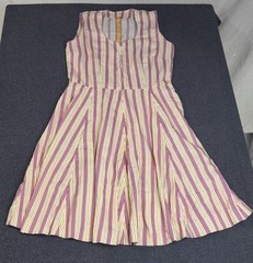 Vintage Handmade 1950s Striped Sleeveless A-Line Full Skirt Dress