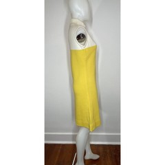 Vintage 60s Mod Colorblock Yellow Flare Dress Jacket Set Wool Retro GoGo FLAW