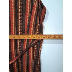 Jeffrey & Dara Linda Hutley Vtg Petite Wide Leg Jumpsuit Rust Geometric Stripe